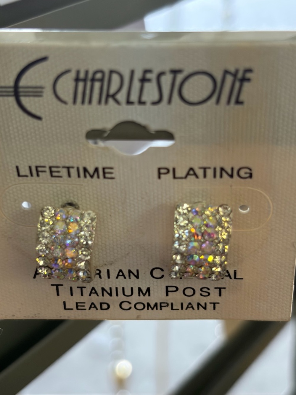 Iridescent Crystal Stud Earrings -
